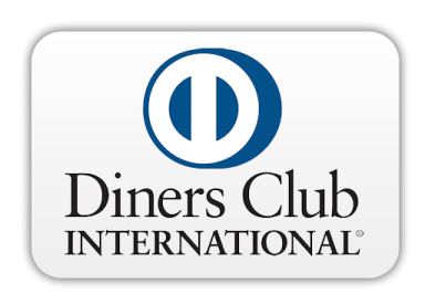 Logo von Diners Club International mit blauer Kreissymbolik.