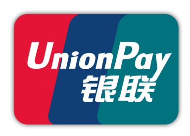 Logo von UnionPay mit roten, grünen und blauen Farben.